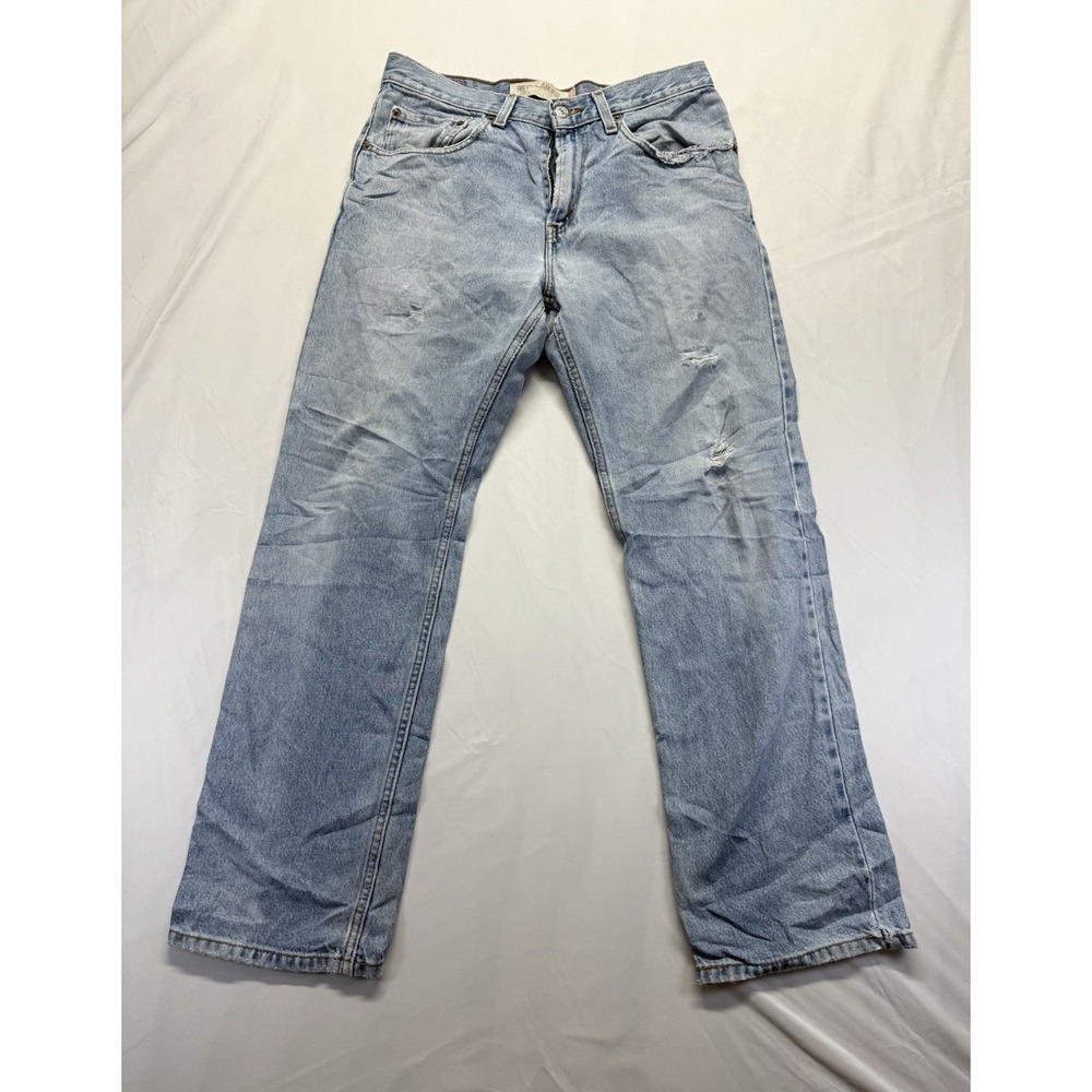 Levis 505 Jeans 31x30 Blue Denim Straight Leg Light Wash Workwear Y2k distressed
